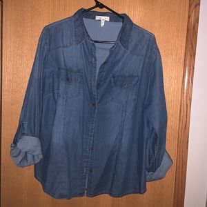 Denim button u top . 1x